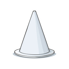 Fototapeta premium Simple illustration of a white icing pastry bag nozzle cone on a flat white surface