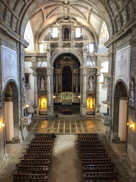 Baroque Church Interior with Gilded Altar, Portugal