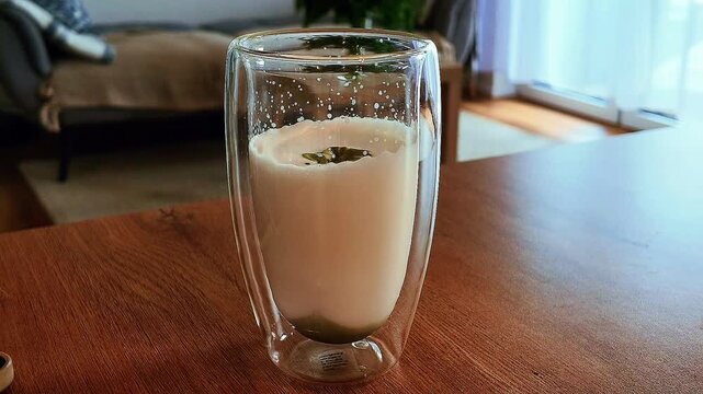 Refreshing green matcha latte 