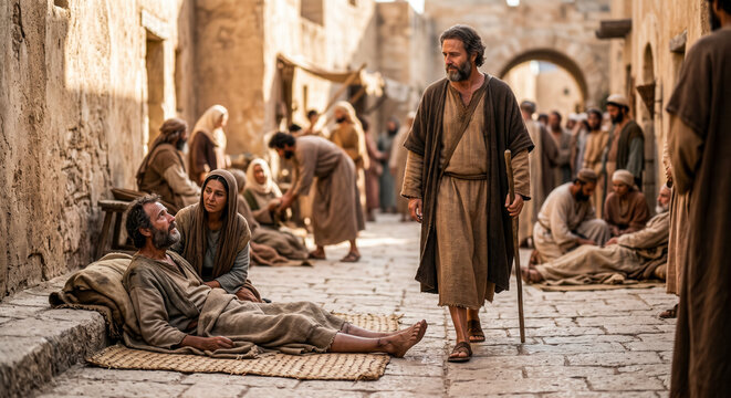Peter's shadow overshadows the sick and they are healed.