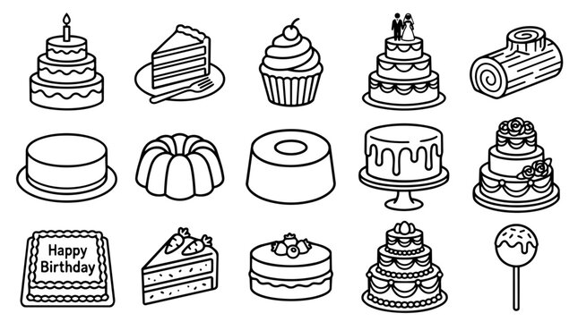 Cakes and Desserts Icons Set
