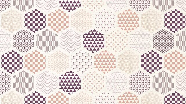 Hexagonal Japanese Traditional Pattern Tile Mosaic 4K