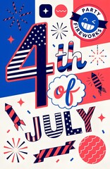 Obraz premium 4th July Flyer in illustration style