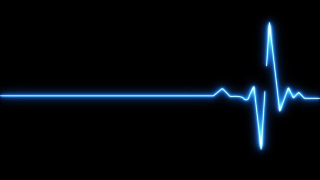 EKG Heart Line, Glowing neon green Heartbeat pulse line rate graph. Electrocardiogram show heart beat line. cardiogram, Heart pulse. Motion graphics of neon EKG line