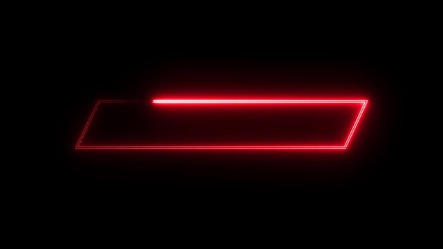 glowing neon light. square frame royal blue color animation neon light on black background. Abstract glowing neon frame rectangle icon animation background.