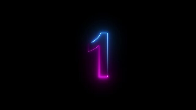 Neon number one, the best digital symbol, Alphabet made from Neon Light. Neon light pink and blue. Motion graphics of neon number 1 concept