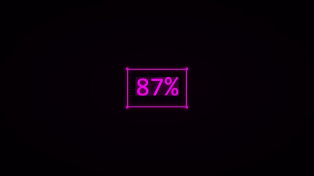 Magenta Neon Animated Number Counter 0 to 100% Box Black Background 4K