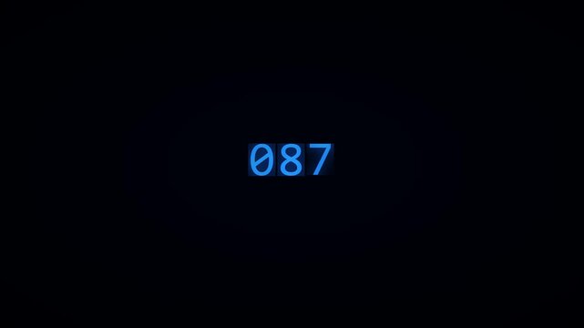 Blue Neon Animated Number Counter 0 to 100% Odometer Black Background 4K