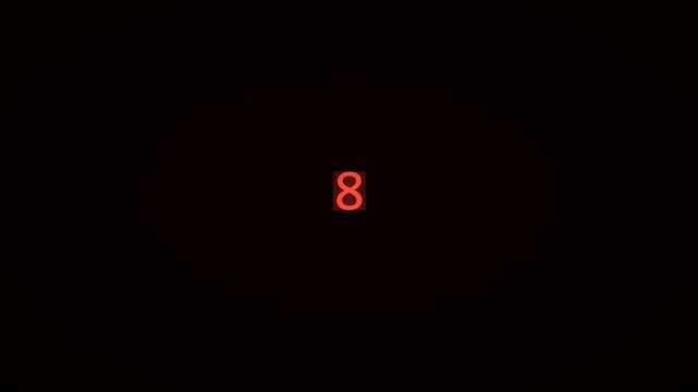 Red Neon Animated Number Counter 0 to 10 Comma Black Background 4K