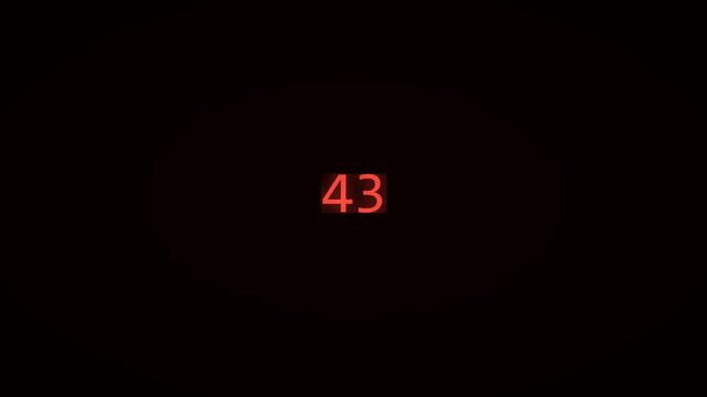 Red Neon Animated Number Counter 0 to 50 Comma Black Background 4K