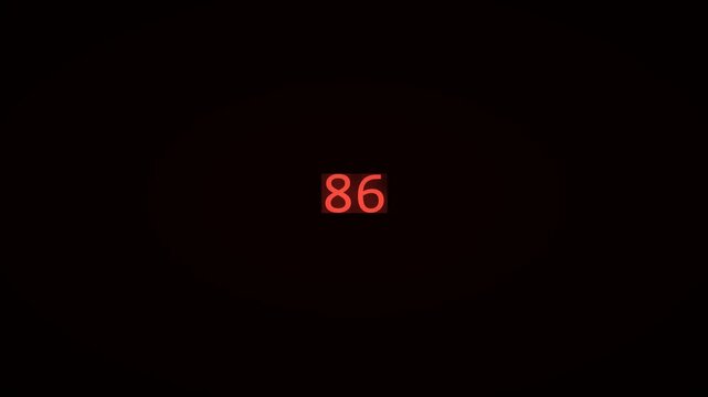 Red Neon Animated Number Counter 0 to 99 Comma Black Background 4K