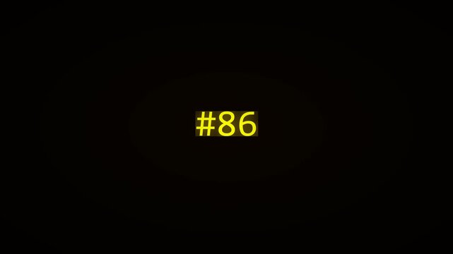 Gold Neon Animated Number Counter 0 to 99 Prefix Hash Black Background 4K