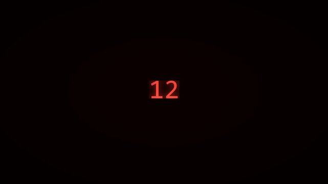 Red Neon Animated Number Counter 100 to 0 Comma Black Background 4K