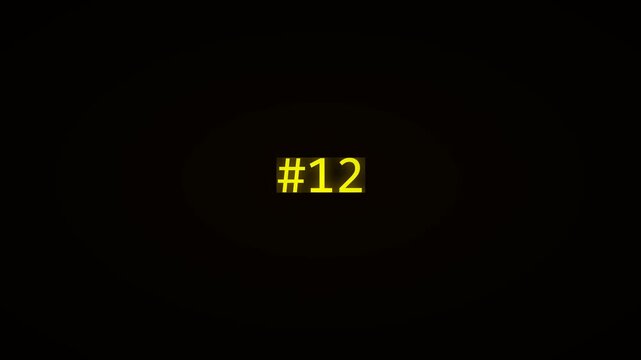 Gold Neon Animated Number Counter 100 to 0 Prefix Hash Black Background 4K