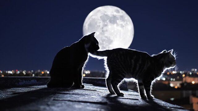 cats on moonlight