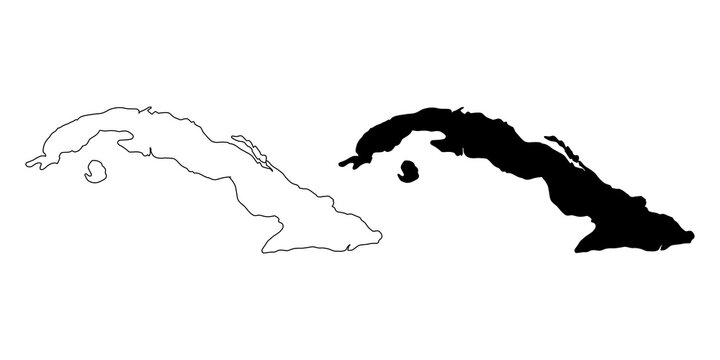 Map, cuba, black and white