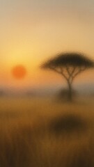 Fototapeta premium Serene African savanna sunset mobile wallpaper
