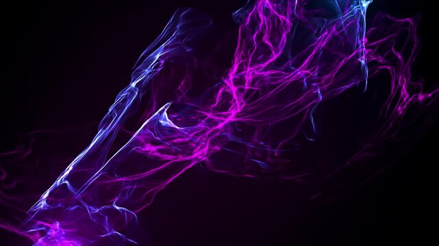 Two Purple and Blue Flame Flow on Dark Background Looped Animation Background