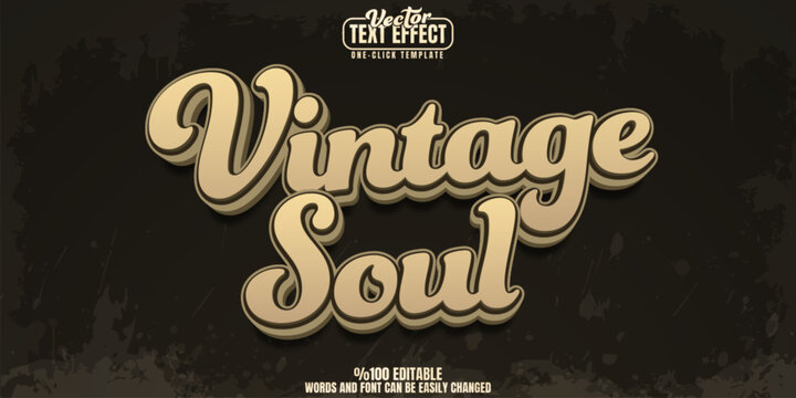 Vintage editable text effect, customizable retro and classic 3d font style