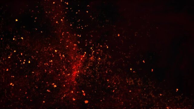 Impact Red Lava Fire and Ember Particles Loop Alpha Background