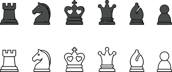 Chess Pieces Icons Set game strategy © Anilchandra