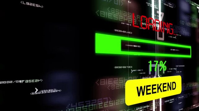Weekend Loading Progress Bar on Futuristic Digital Interface