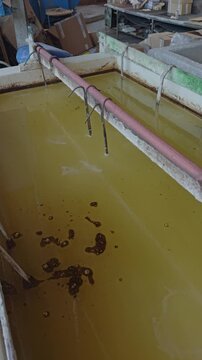 Industrial electroplating bath in a metal finishing factory