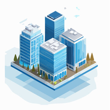 Modern corporate infrastructure concept using layered geometric architecture with a blue gradient design
