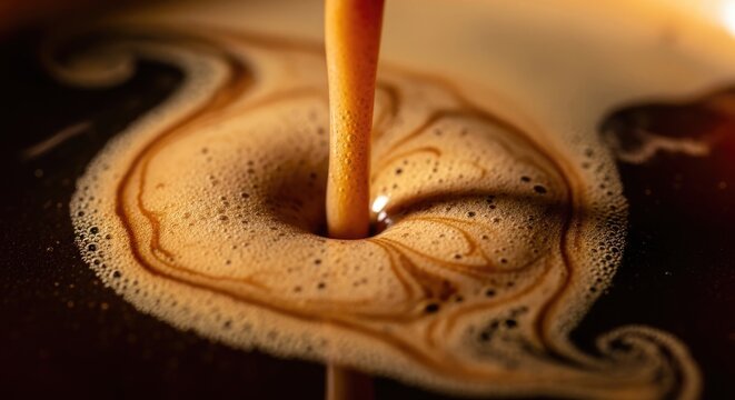 Pouring Fresh Coffee - A Close-Up View of Delicious Beverage.