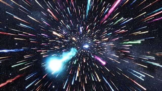 Vibrant Multicolor Light Bursts Scattered Across a Starry Milky Way Backdrop