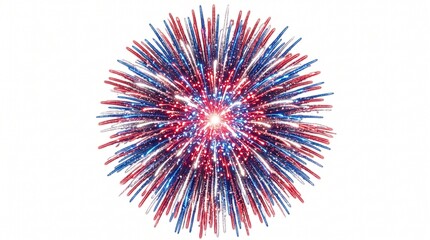 Obraz premium Fireworks Burst Celebration of American Independence Clip Art Isolated on White Background