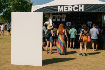 Obraz premium Outdoor festival merchandise booth