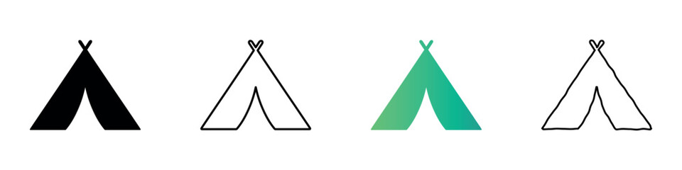 Stylized various designs of tent icons suitable for outdoor themes © Maureen