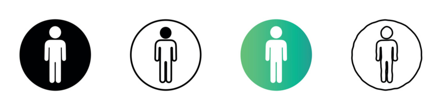 Set of four diverse human silhouette icons in circles