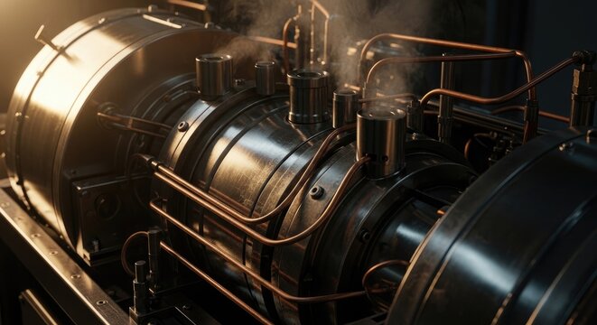 Detailed Close-Up of a Vintage Steam Engines Mechanical Components.