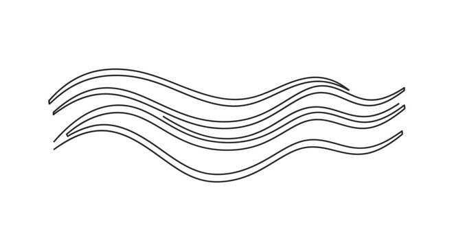 Set of Parallel Wavy Lines Design Element on Isolated White Background