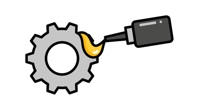 Gear Lubrication: Oil being applied to a metal cogwheel for smooth operation and maintenance.