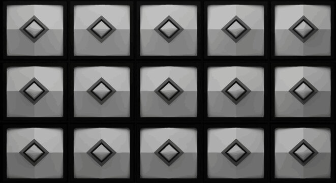 Modern silver geometric pattern with repetitive 3D square tiles and diamond centers for minimalist background design