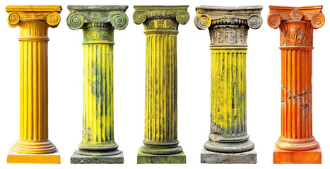 Naklejka premium PNG Colorful ancient Greek columns on transparent background