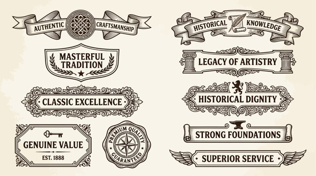 Vintage labels showcase masterful tradition with classic excellence and genuine value.