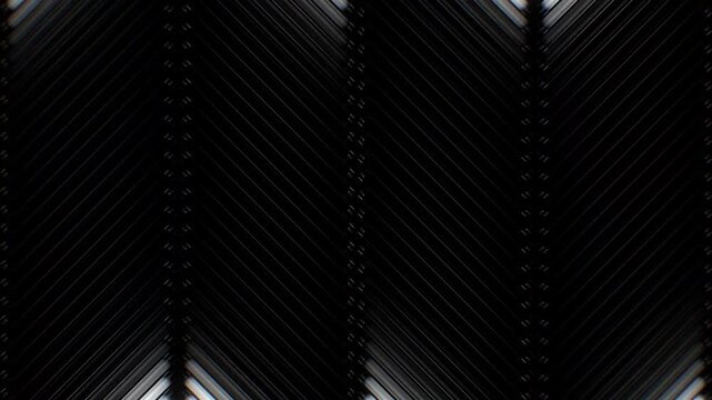 Abstract white glowing neon lines forming a geometric chevron pattern on dark background, futuristic LED light tube motion graphic backdrop.