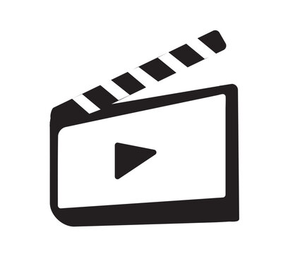 Movie clapperboard or film clapboard flat vector icon for video apps and websites