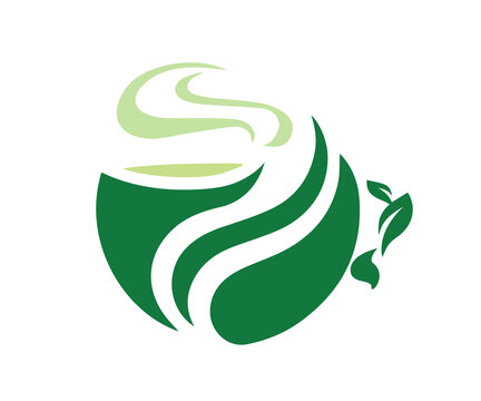 Tea cup icons with steam swirls for tea menu restaurant branding or morning breakfast beverage.