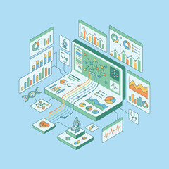 Fototapeta premium A digital interface displays complex medical data and research charts