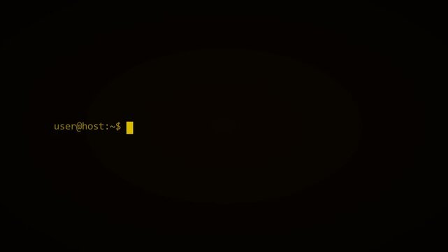 Gold Neon Blinking Block Cursor Terminal Animation Black Background 4K