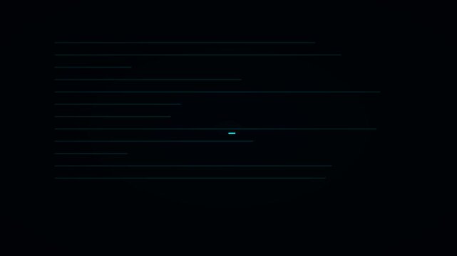 Cyan Neon Blinking Underscore Cursor Document Lines Animation Black Background 4K