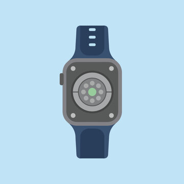 A flat vector illustration of the back of a smartwatch
