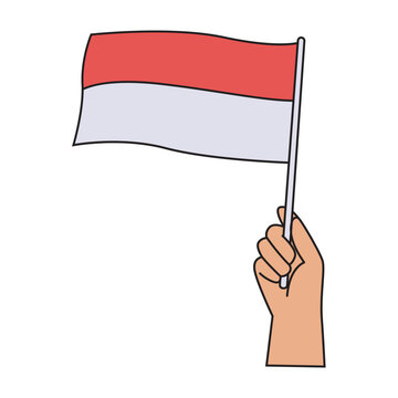 Hand Holding Flag Indonesia