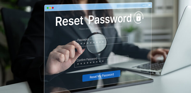A web browser interface for the password reset function. This form allows a user to recover their account by entering and confirming a new, secure password for access. Fermion