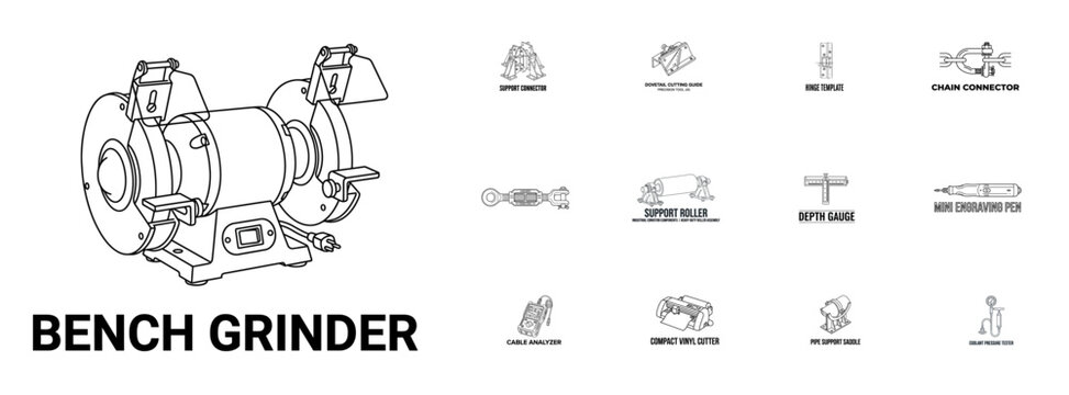 Industrial Tools and Hardware Icon Set